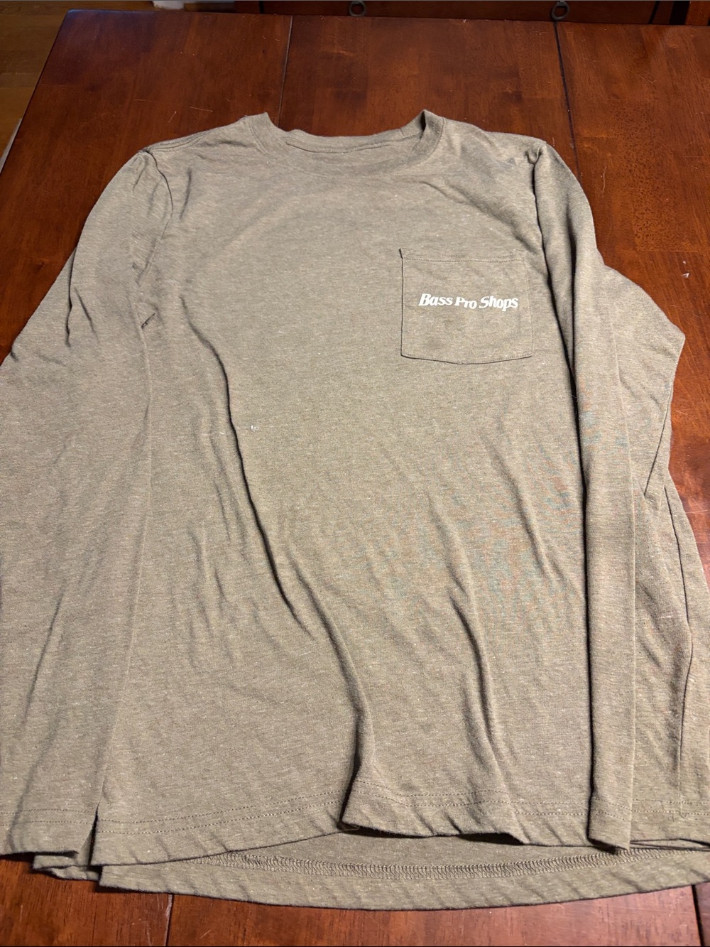 Bass Pro Shops Olive Green Long Sleeve Pocket Tee